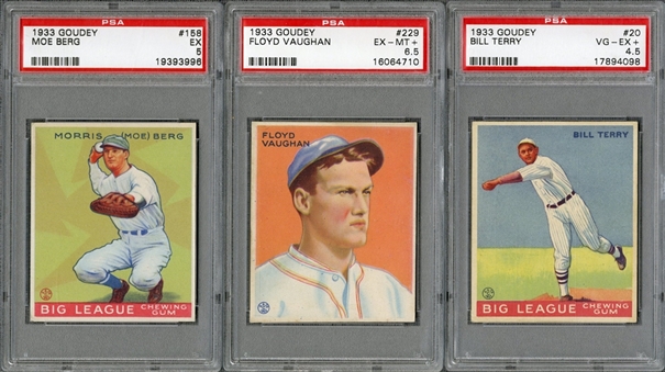 1933 Goudey Stars and Hall of Famers Graded Collection (4 Different) Including Foxx